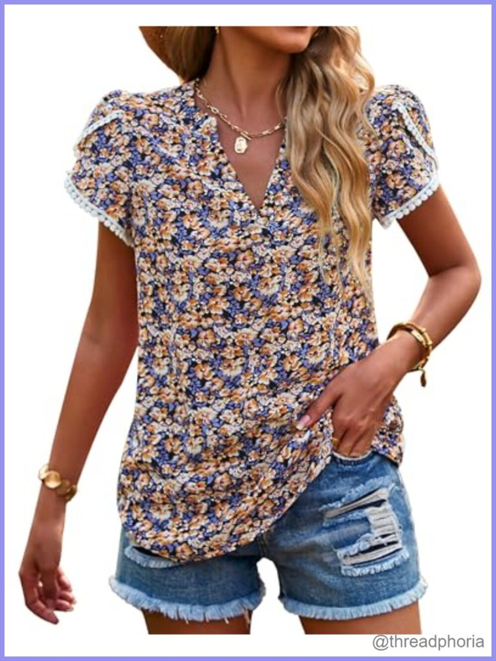 Womens Ruffle Petal Sleeve Lace Crochet Floral Boho Tunic Top